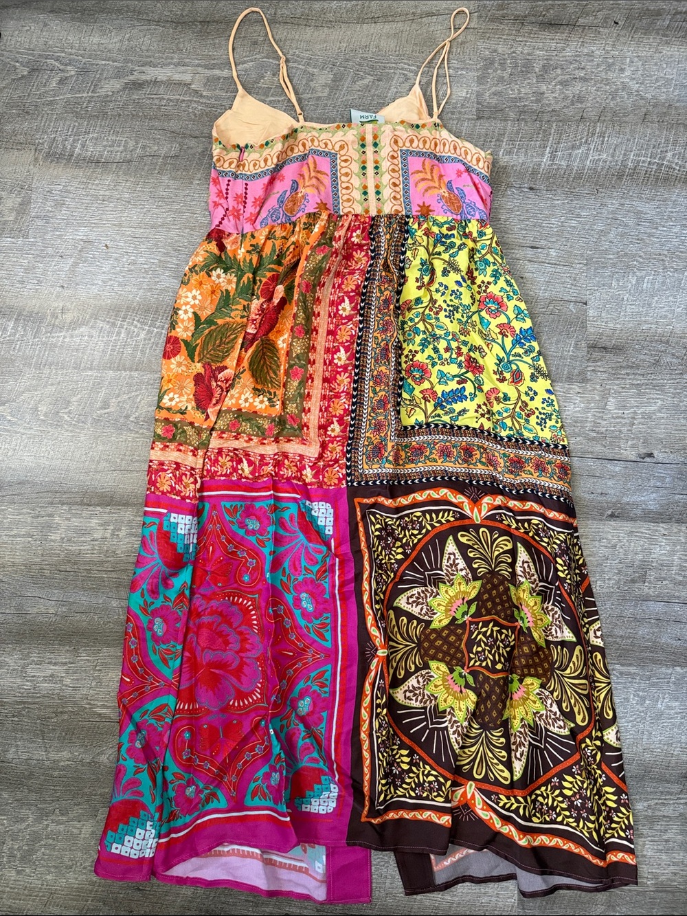 NWT Farm Rio Multicolor Mixed Scarves Midi Dress Size Medium - Picture 5 of 6